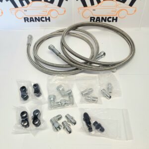 6AN 70” Stainless Steel Braided Transmission Fluid Oil Cooler Hose Line Kit & Separator Clamp for Gm Chevy, Ford